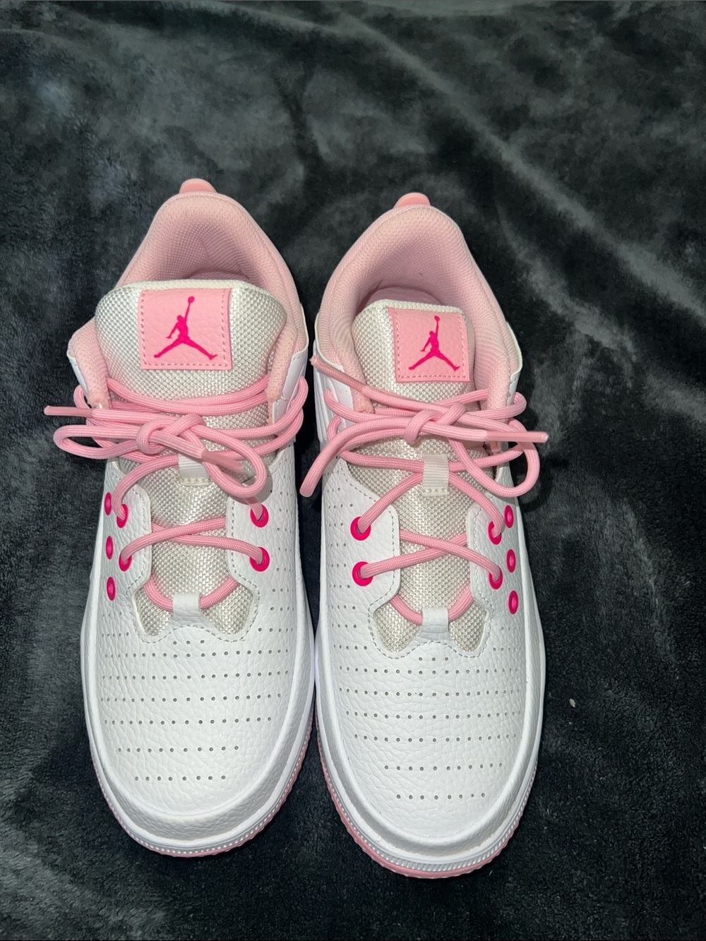 Jordan White and Pink Low-Top Sneakers